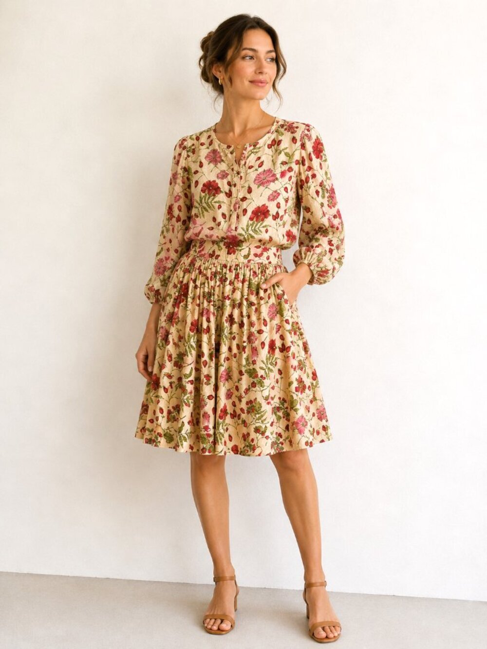 Umi Collections by Anne Grimmins 2 Piece Floral Silk Set S